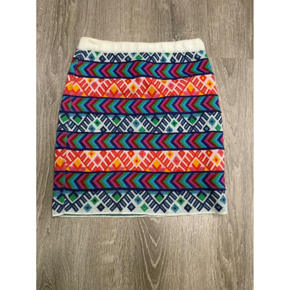Jen's Pirate Booty Geometric Knit Mini Skirt Rainbow Southwestern Boho Small